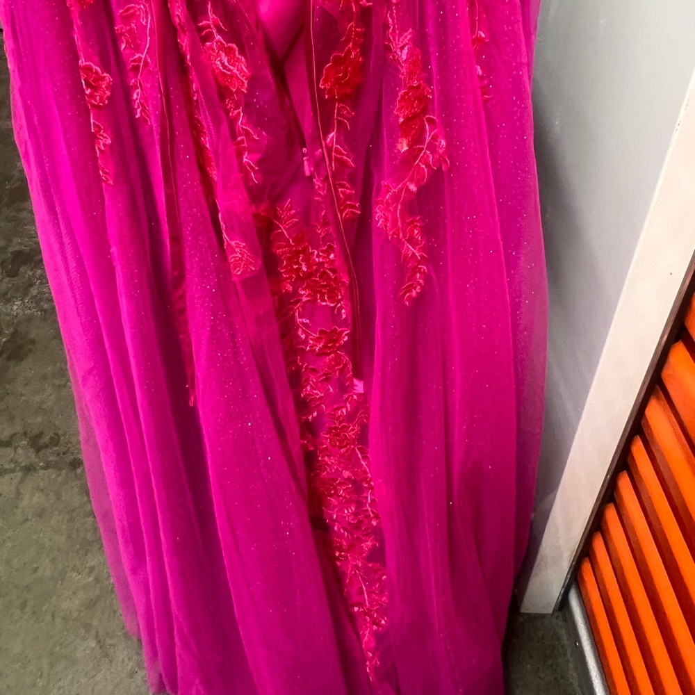 Vibrant Pink Gown with Embroidered Details - Picture 8 of 12